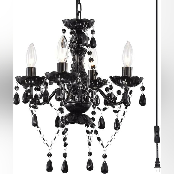 4 Light Crystal Chandeliers for Dining Room, Black. - Picture 1 of 6